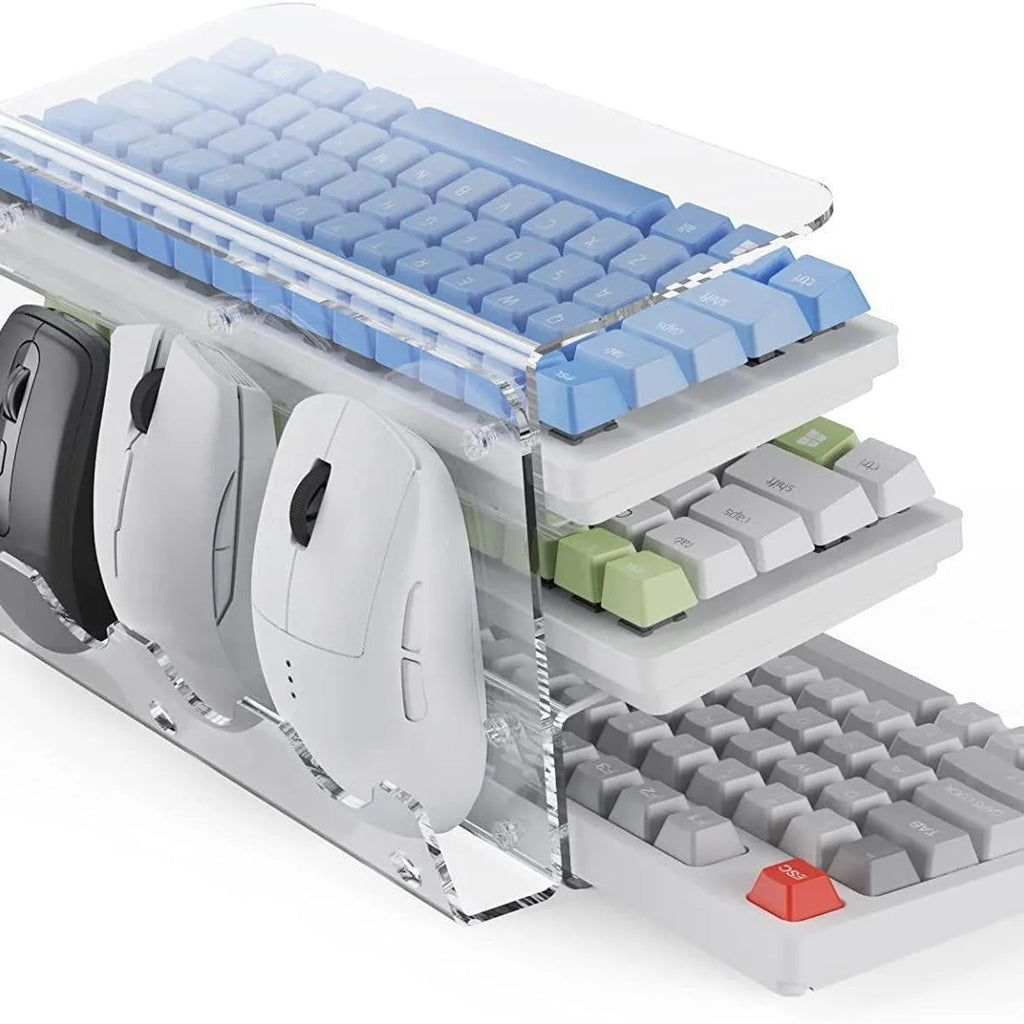 Plastic tray height increasing inclined computer keyboard holder bracket in four colour options for ergonomic desk use
