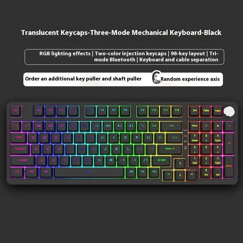 98-key wireless Bluetooth mechanical keyboard with multiple colour theme options