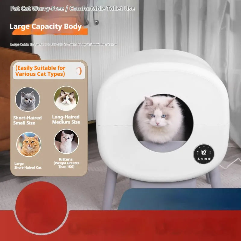 Automatic self-cleaning cat litter box with 13L waste storage capacity and ABS plastic construction