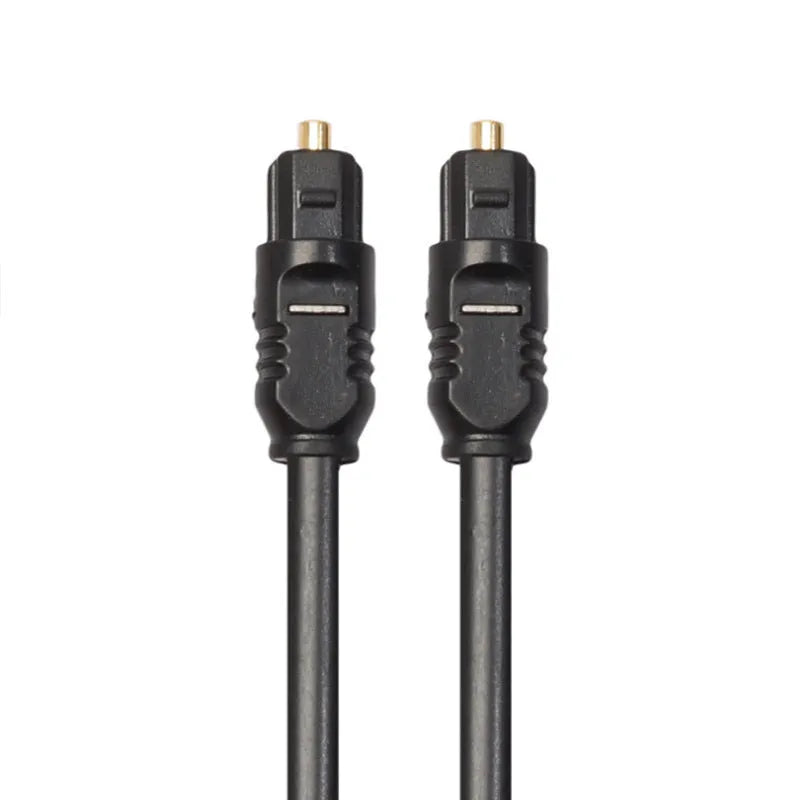 Black Toslink digital optical audio cable with 4mm square connector and 2 metre length