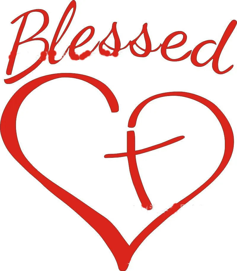 Faith Hope Love letter sticker with heart design in black, white, or red, 14 by 11.5 cm