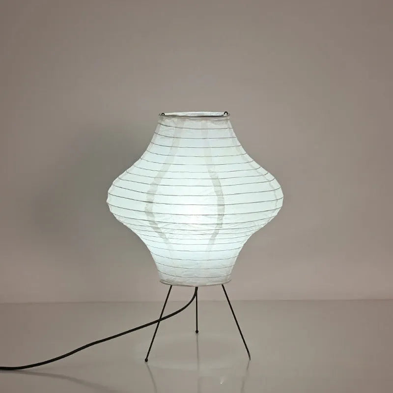Japanese-style decorative table lamp with tricolour lighting measuring 32cm wide by 45cm tall