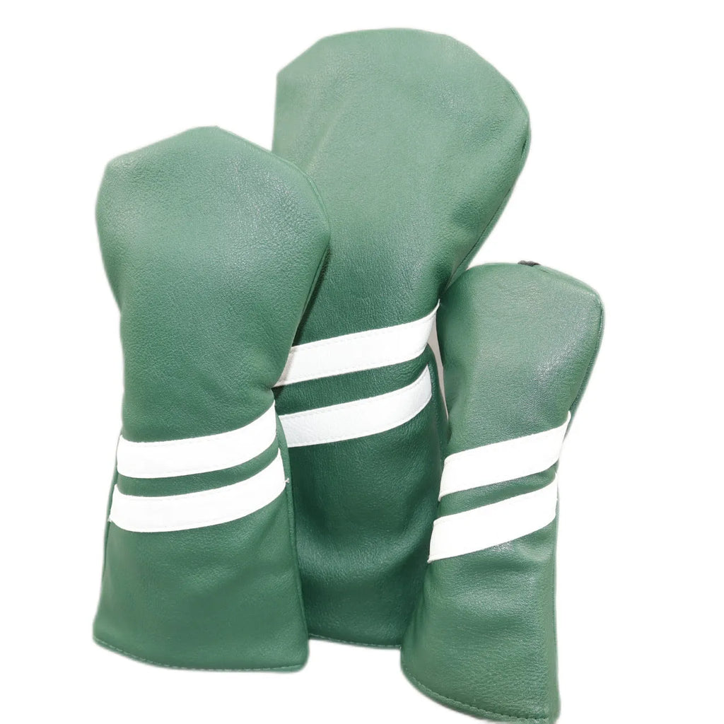 A golf club head cover with two diagonal stripes, shown in one of six available colours.