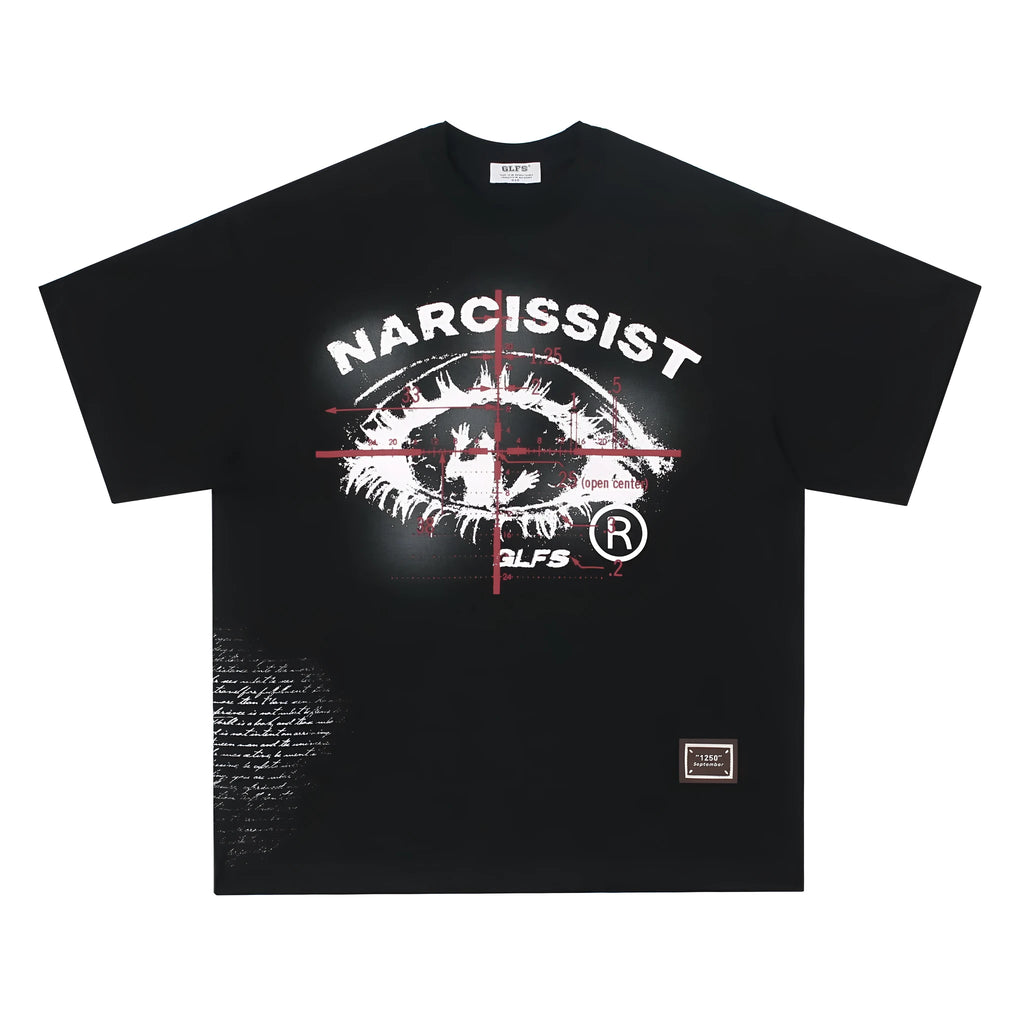 American Retro Hip Hop Gothic cotton T-shirt with bold letter pattern in black or white colour options