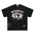 American Retro Hip Hop Gothic cotton T-shirt with bold letter pattern in black or white colour options