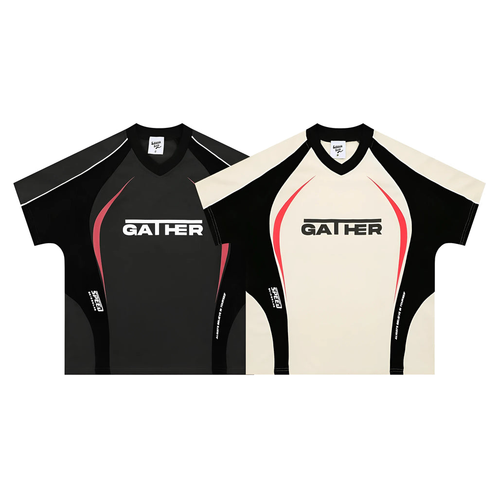 Men's loose T-shirt with letters print in black or apricot colour variants