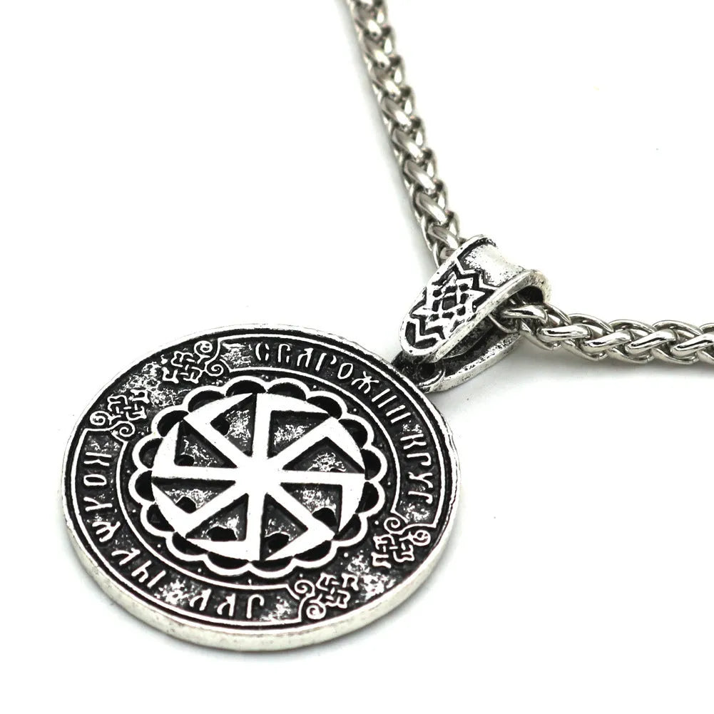 Lunavin ODing logo pendant necklace on snake bones chain with adjustable length.