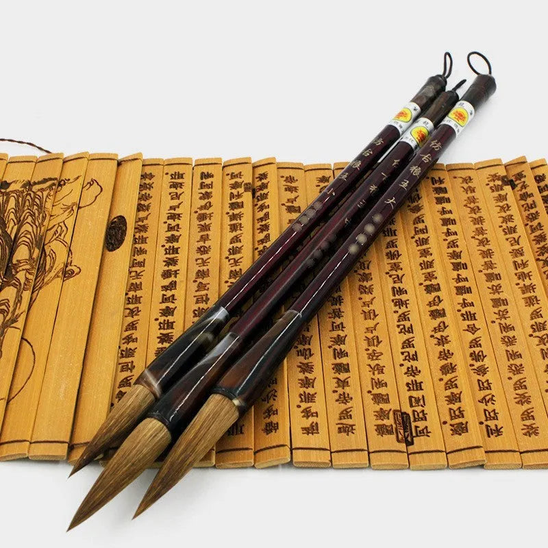 Wolf Hao steel rod calligraphy brush set with wolf hair bristles in multiple sizes