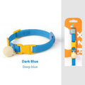 Small dog elastic polyester pet collar shown in seven colour options with adjustable 22-32cm sizing