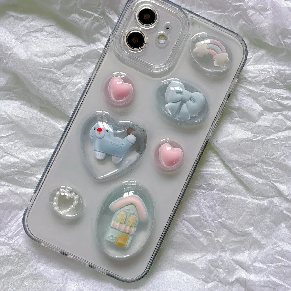 Soft drip glue cat phone case for Apple iPhone with 3D dropper design in same-style colour