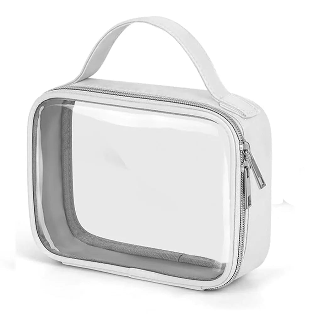 Transparent PVC wash bag for lipstick storage with chain handle in multiple colour options