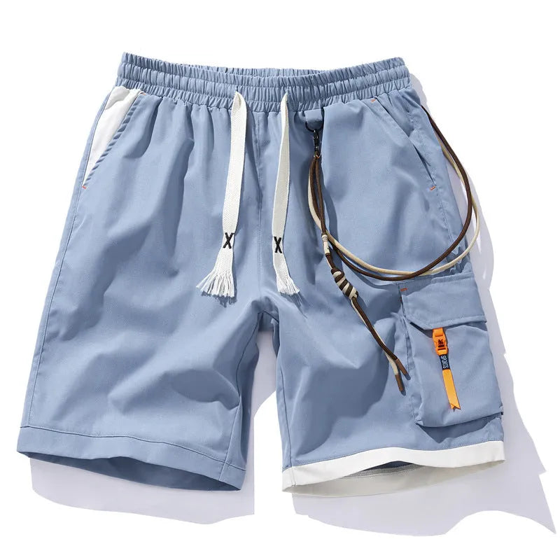 Men's plus size bamboo fibre sport shorts in loose fit with straight-leg cropped style