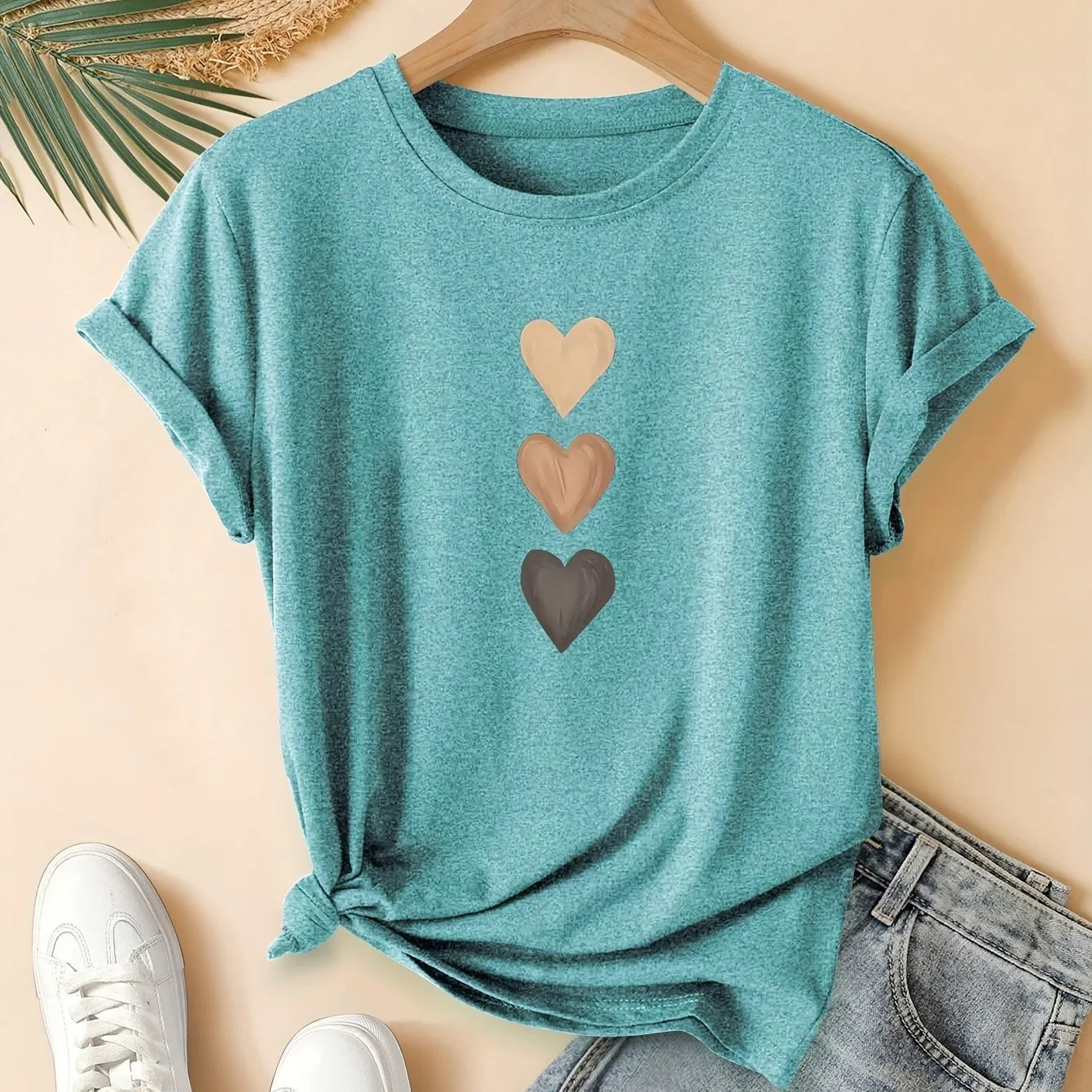 Women's pure cotton short sleeve T-shirt with Chinese art retro print in dark grey colour