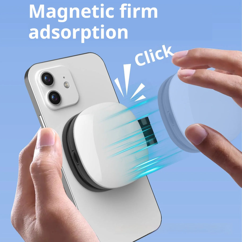 Black and white mobile phone selfie fill light with magnetic attachment and adjustable colour temperature settings