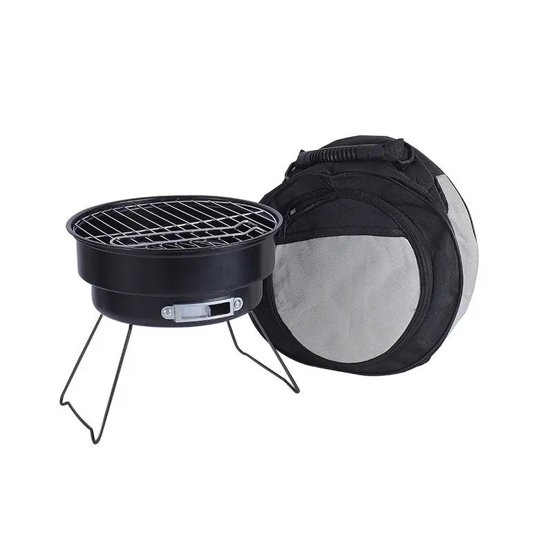 Small folding round ice stove with grill mesh, furnace leg and packaging bag for 1-2 people