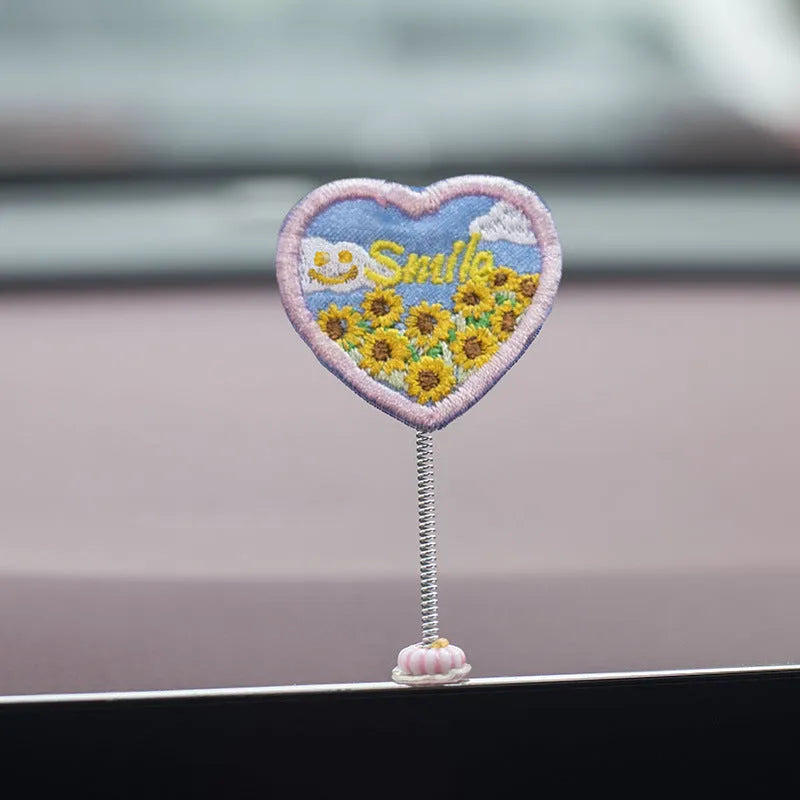 PVC cartoon duckling car decoration set with six ducks and welcome sign for dashboard