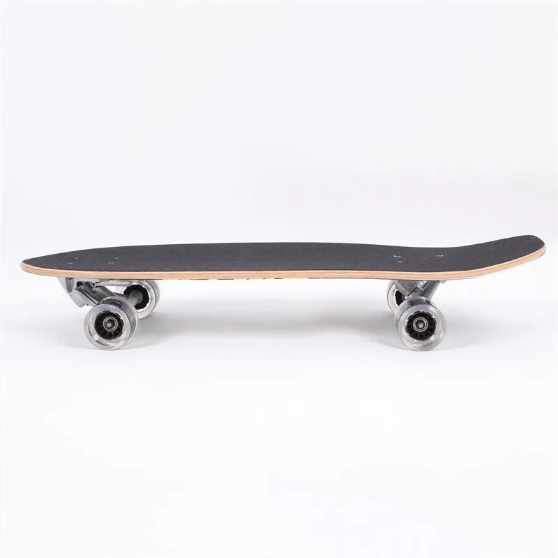 White maple wooden street scooter showing 31-inch length and natural wood deck