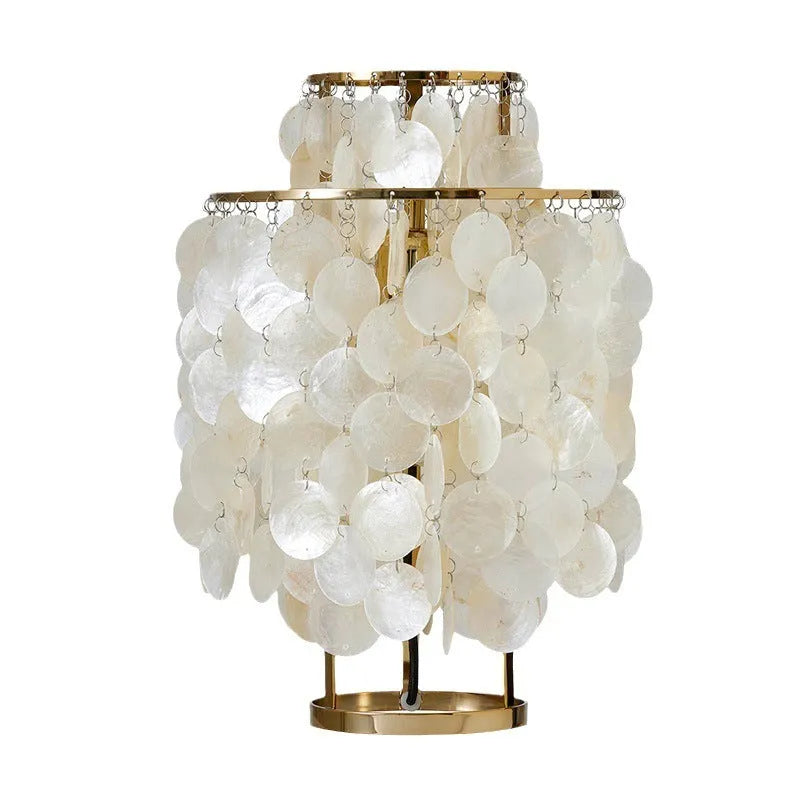 Modern shell design bedside table lamp in chrome or gold finish with slim profile