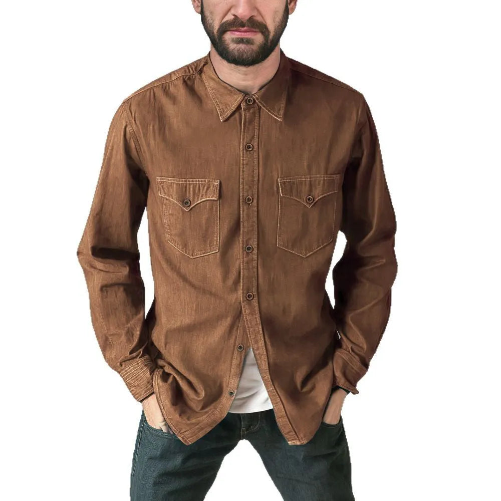Women's regular-fit denim cardigan coat in khaki, shown open as a front-facing layering piece.