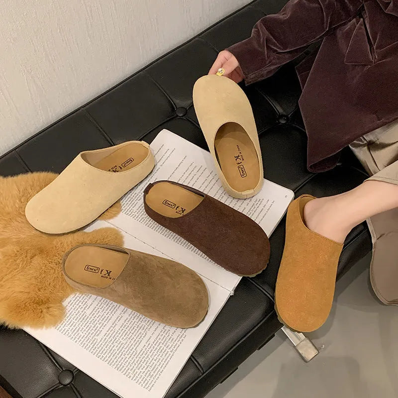 Korean style Boken outdoor slippers with square toe design in microfiber