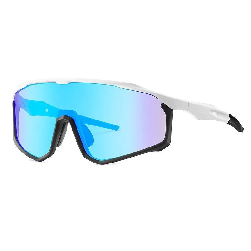 Full-frame mountaineering goggles for climbing with colourful UV-protective lenses on a black background.
