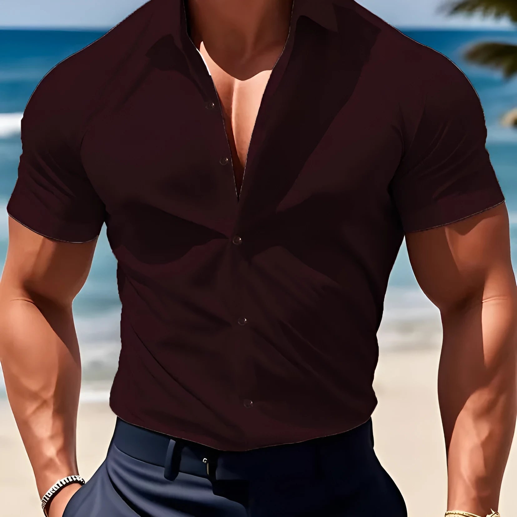 Men's short sleeve casual printed shirt with collar in a choice of colours.