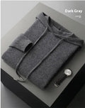 Men's light grey cashmere hooded sweatshirt and matching trousers leisure set on hanger