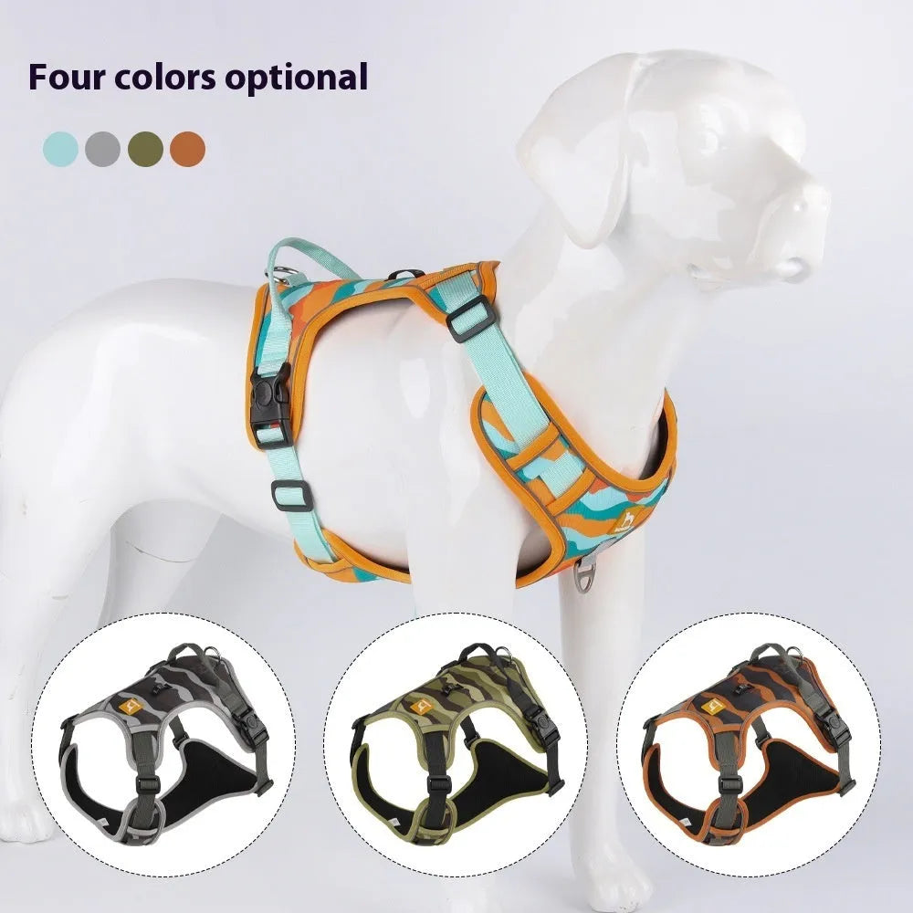 Reflective orange dog chest and back commuter rope with adjustable Oxford cloth straps