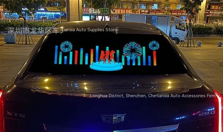Car music voice control rhythm lamp with electroluminescent panel showing themed light pattern