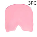 Black reusable gel ice mask for eyes and forehead on a white background