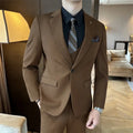 Men's slim fit business formal wear jacket in dark green, brown, and camel colours