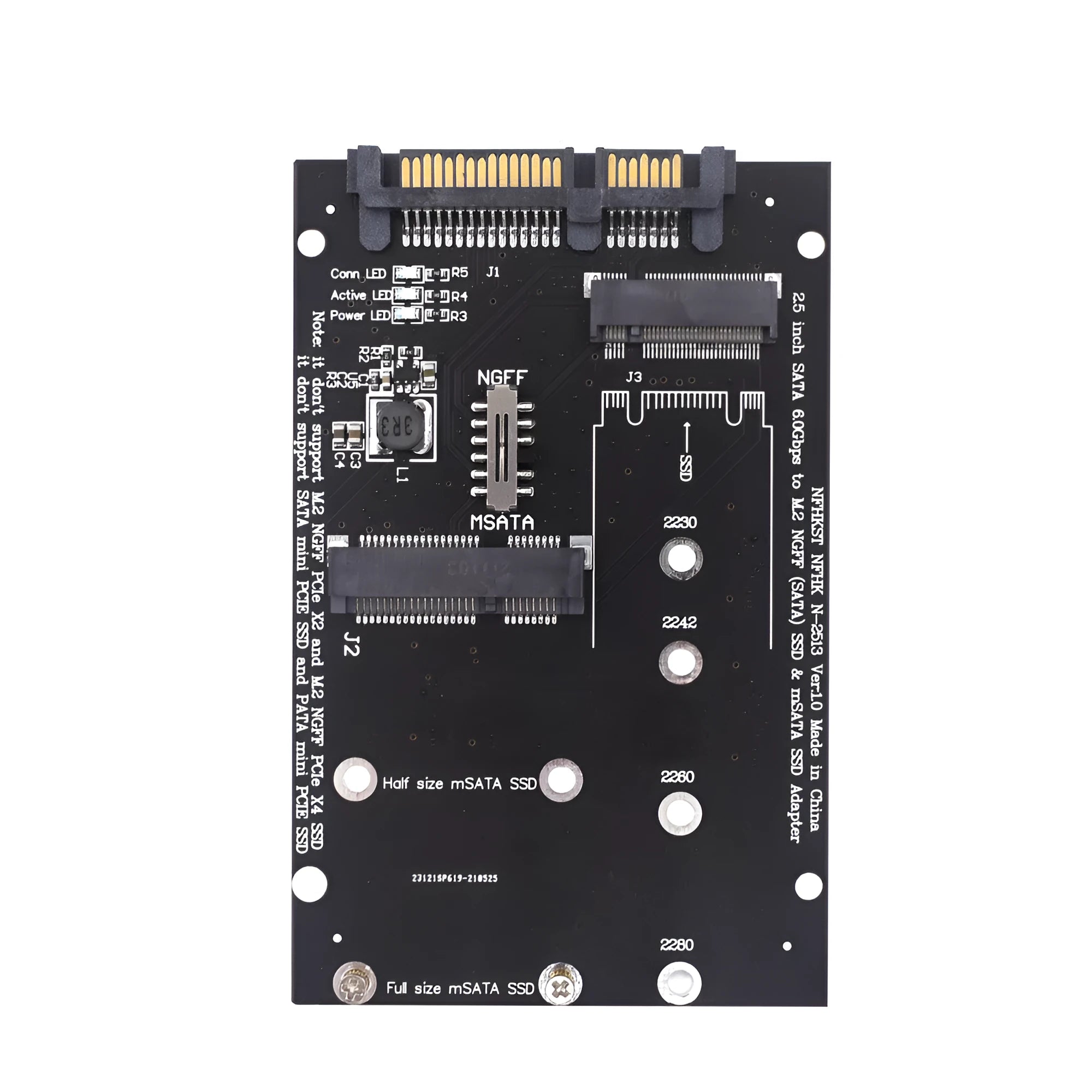 SATA3 to M.2 NGFF mSATA SSD conversion adapter card in black or blue PCB colour
