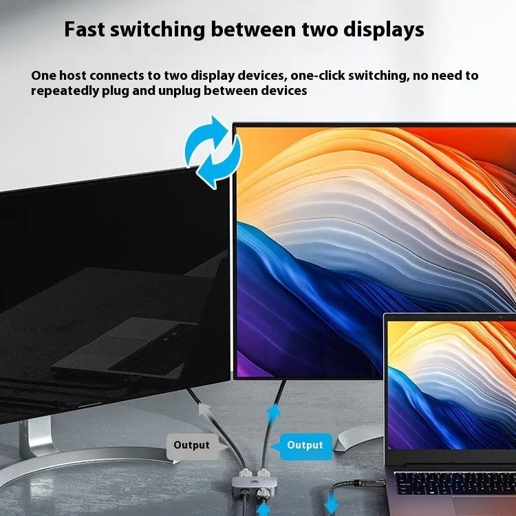 Grey computer distributor cable separator for HD audio video conversion between computer and television
