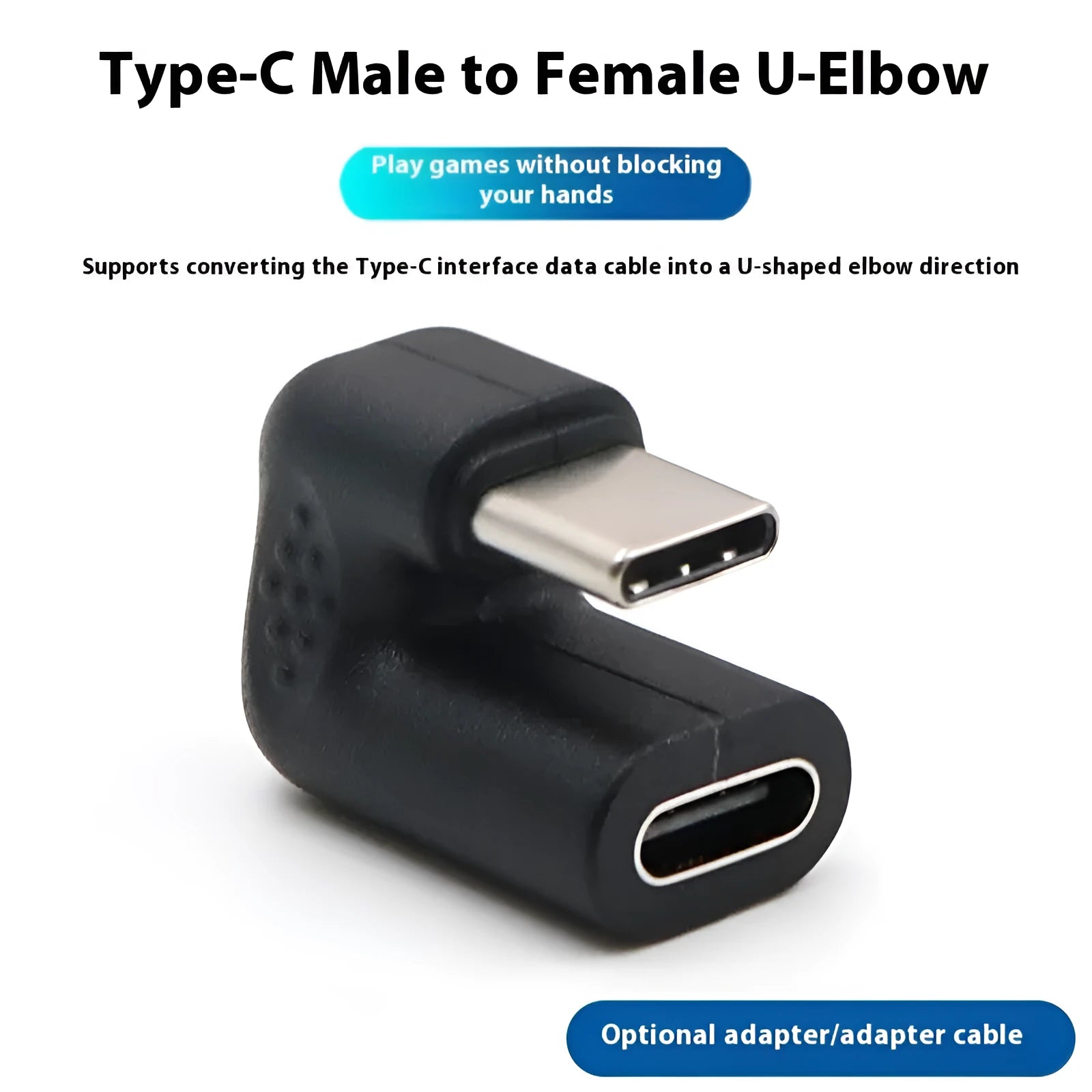 Plastic U-bend male to female adapter extension cable with four adapter pieces