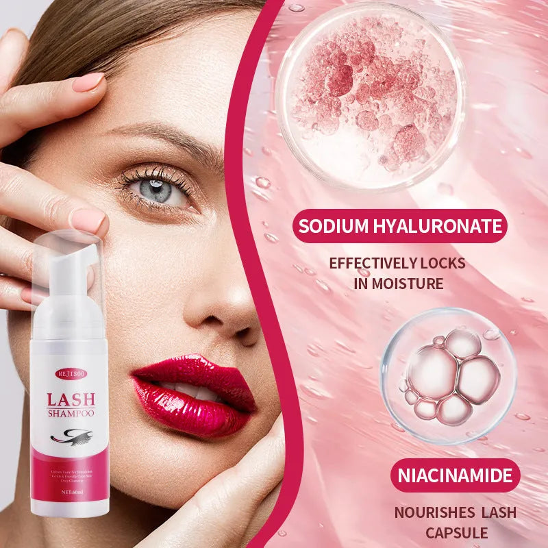 60ml lash shampoo mousse in 3.7cm diameter tube for eyelash cleaning
