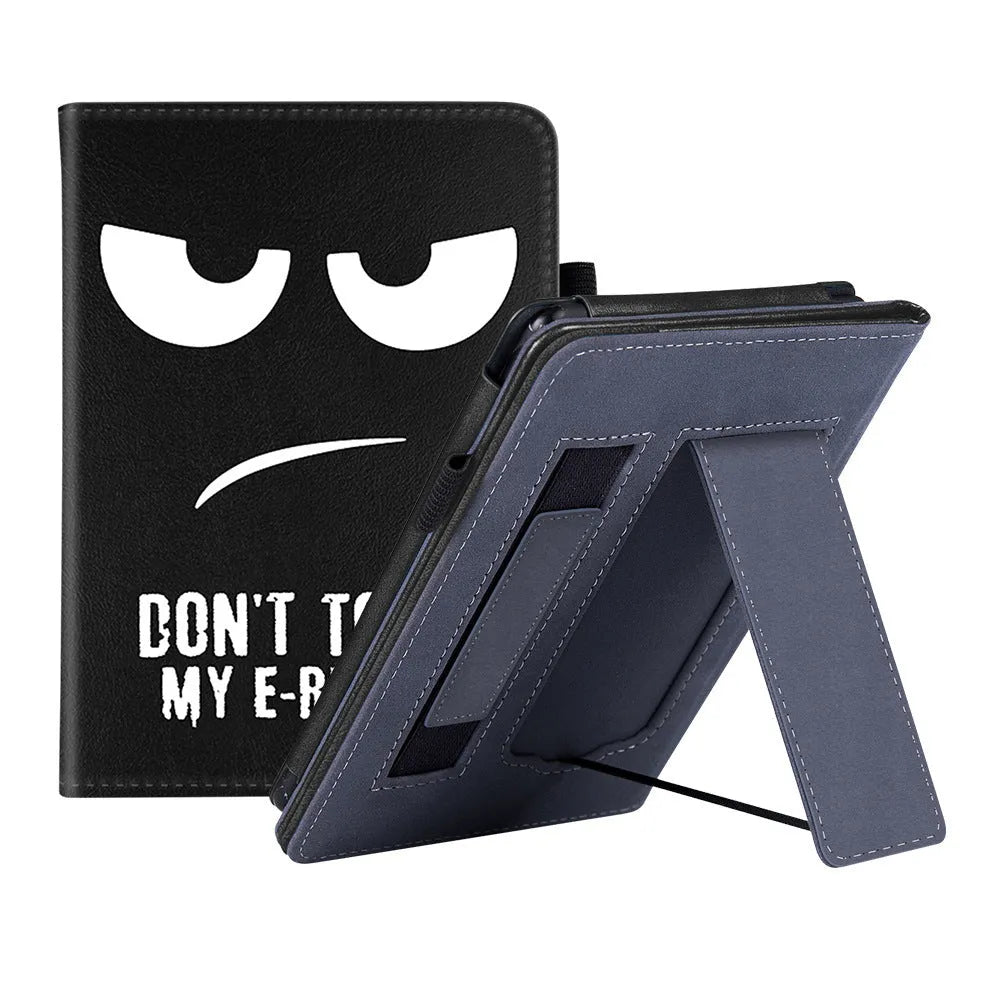Kindle Paperwhite 5 calf leather case with wrist splint bracket in black