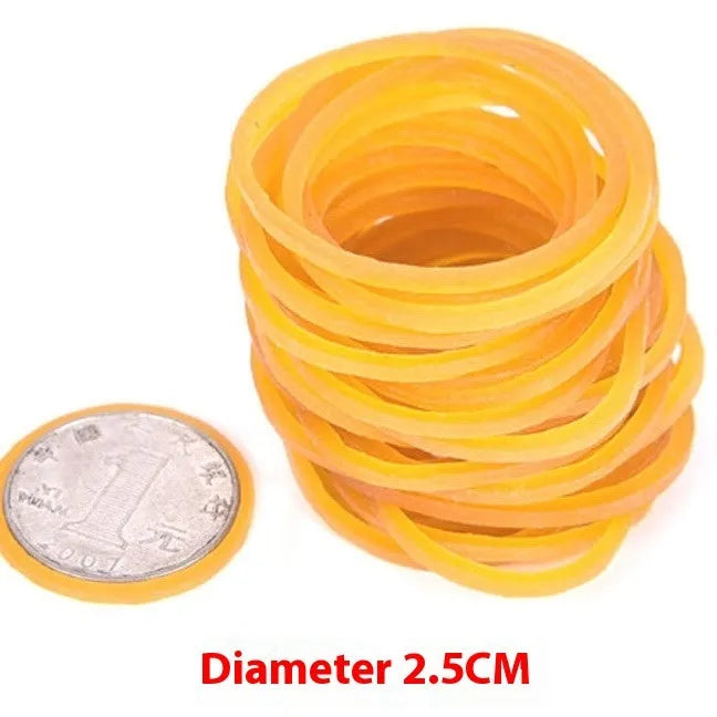 500g pack of assorted natural rubber bands in seven different diameter sizes