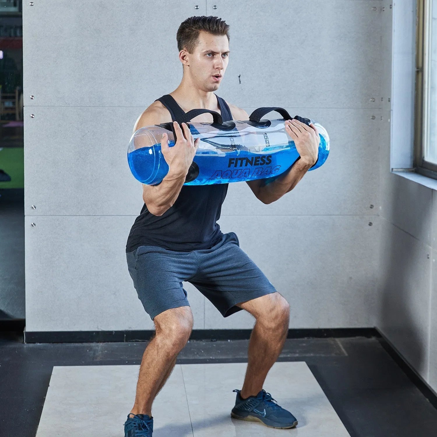 Transparent PVC inflatable weight lifting bag filled with water for adjustable strength training