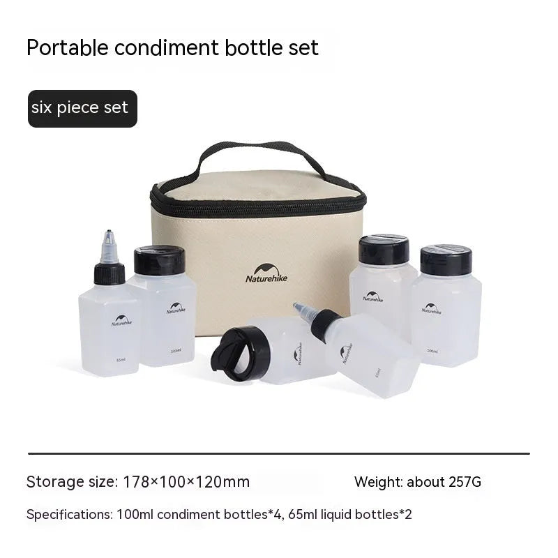 Naturehike portable seasoning bottle six-piece set with modern simplicity design for outdoor cooking