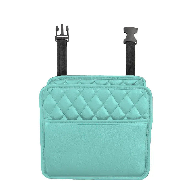 Leather hanging car trash can storage bag in vehicle interior