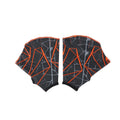 Outdoor swimming gloves with green duck feet webbing between fingers for water sports.