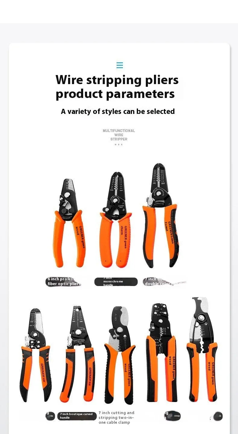 Fully automatic wire stripping pliers tool with high carbon steel blades and box-mounted design