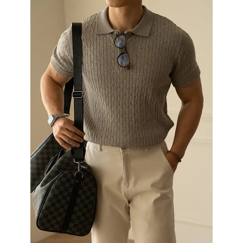 Men's short sleeve top in black khaki or white colours for business commuting wear