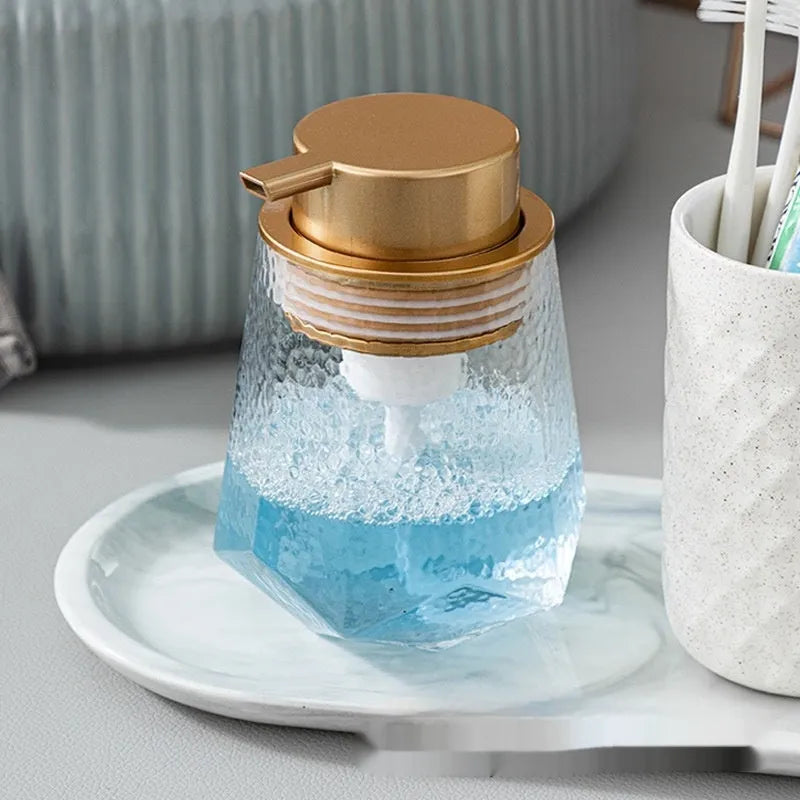 ABS plastic facial cleanser foam pump dispenser with large head in metallic finish