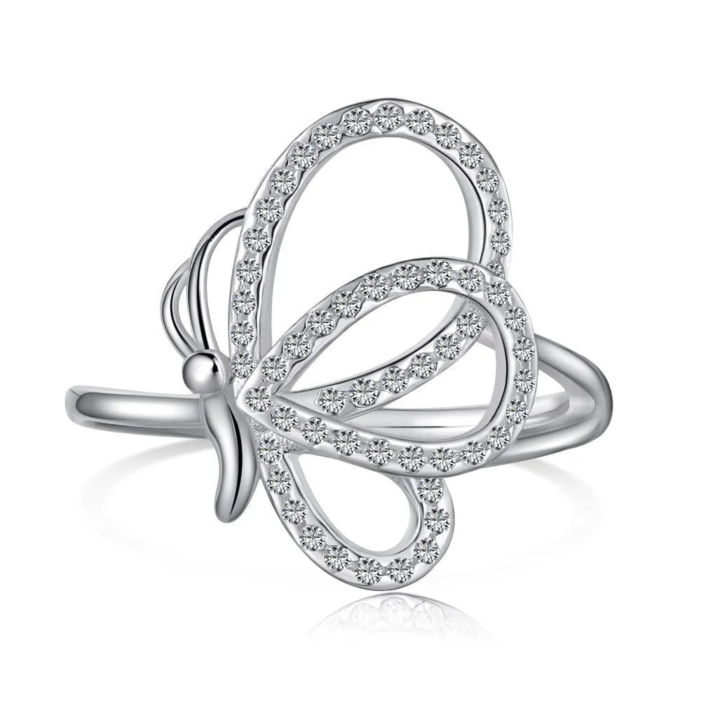 S925 sterling silver ring with zircon inlay geometric quadrilateral shape women jewellery