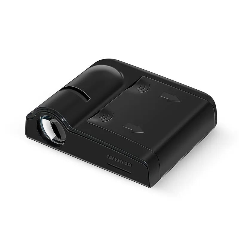 Universal car decorative projection radium lamp in black or beige with compact 6.5 cm ABS plastic case.