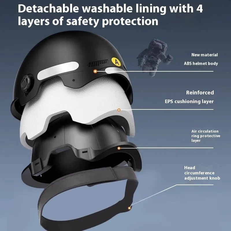 3C certified electric motorcycle helmet with sun protection visor in polypropylene construction