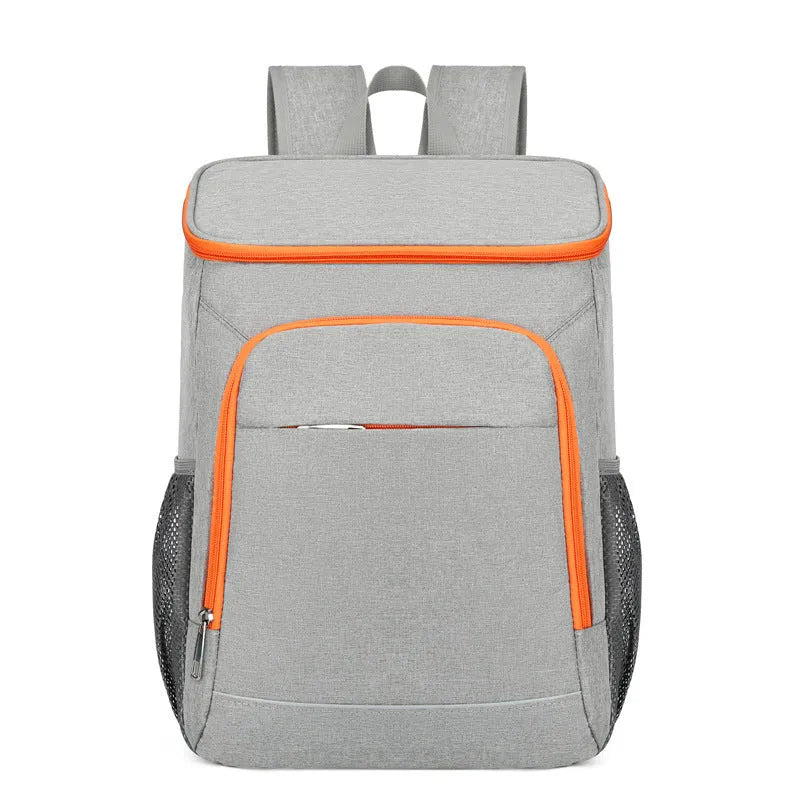 Large black outdoor backpack with thermal insulation function and curved shoulder straps for camping storage