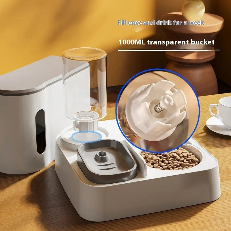Cat automatic pet feeder water dispenser with integrated double bowl system