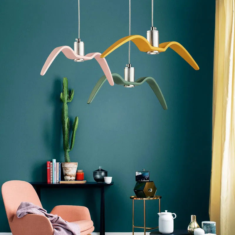 Nordic postmodern simple macaron design LED chandelier ceiling light in multiple colour options